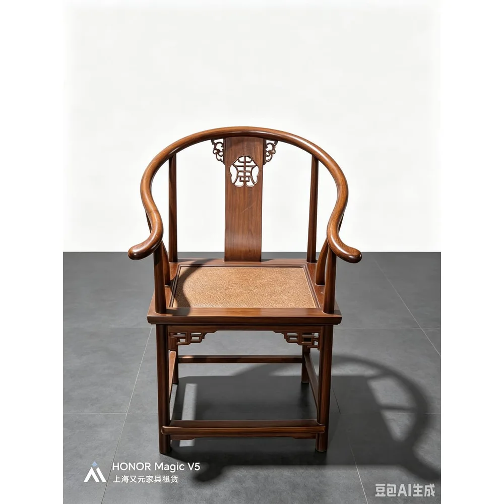 仿古圆背茶椅(深红) · 深红色
