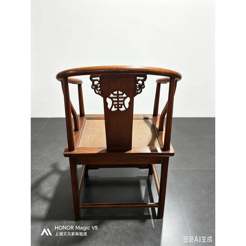 仿古圆背茶椅(深红)产品图4